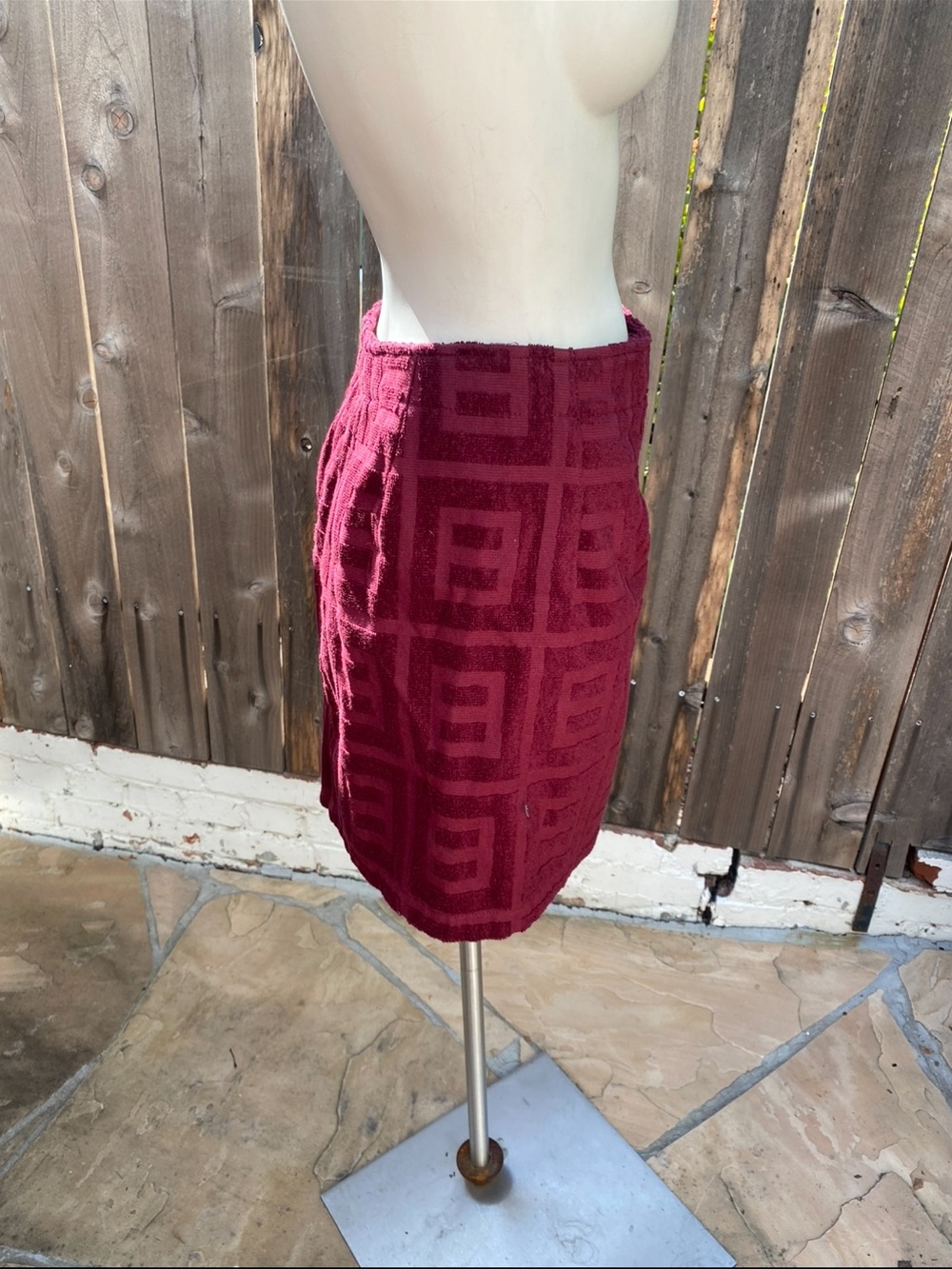 OAS Burgundy Cove Mini Wrap Skirt with Geometric Texture size XS/S NWT - Picture 7 of 10